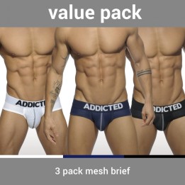 Addicted 3er Pack Netz Slip mit Push Up AD475P