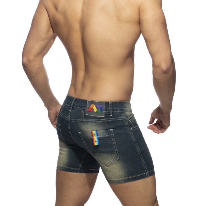 Addicted Kurze Jeans mit Regenbogenband AD991