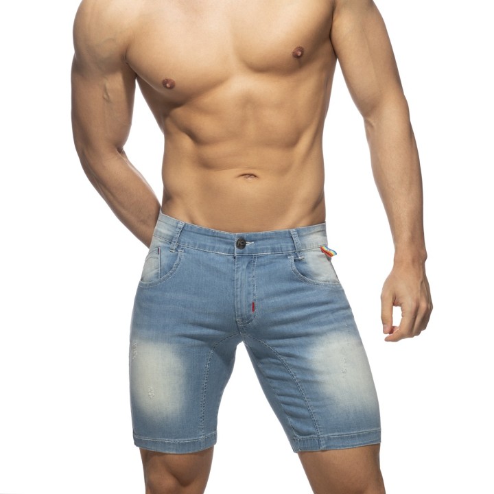 Addicted Bermuda Jeans mit Regenbogenband AD990