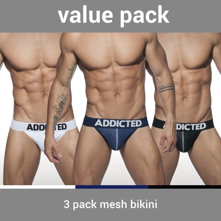 Addicted 3 Pack Síťované Bikini Push Up AD679P
