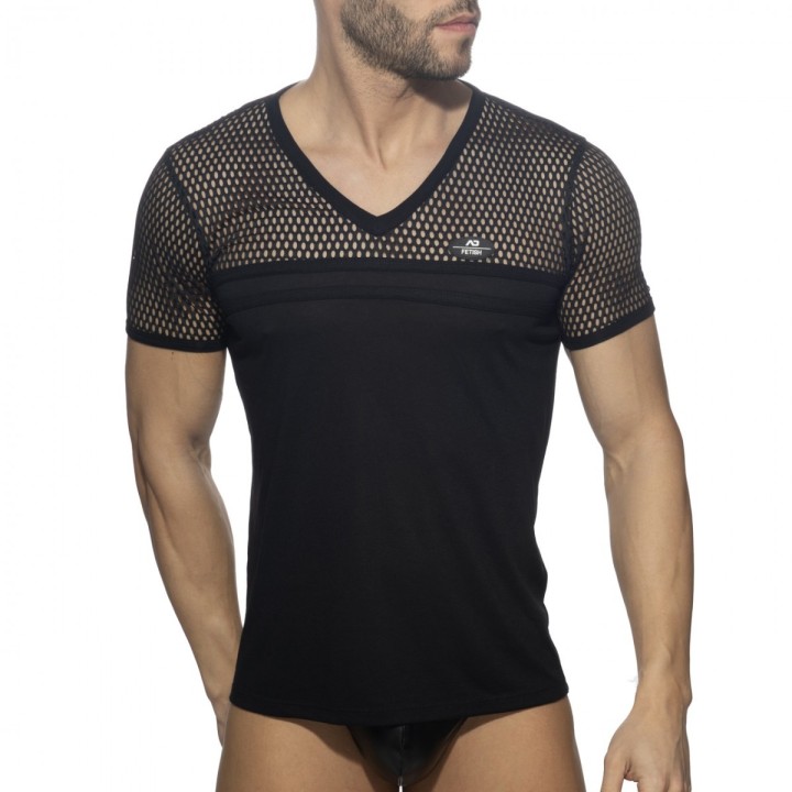 Addicted Mesh Striped T-shirt ADF166