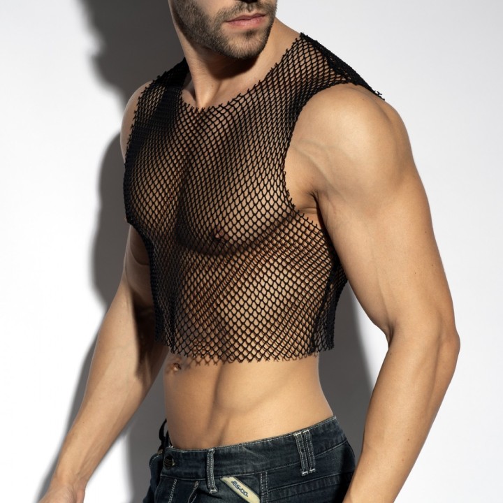 ES Collection Beachy Net Midriff Crop Top TS338