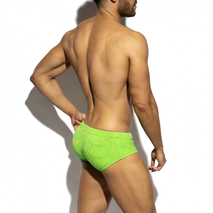 ES Collection Neonfarbiger Bade Slip Mit Knitteroptik 2610