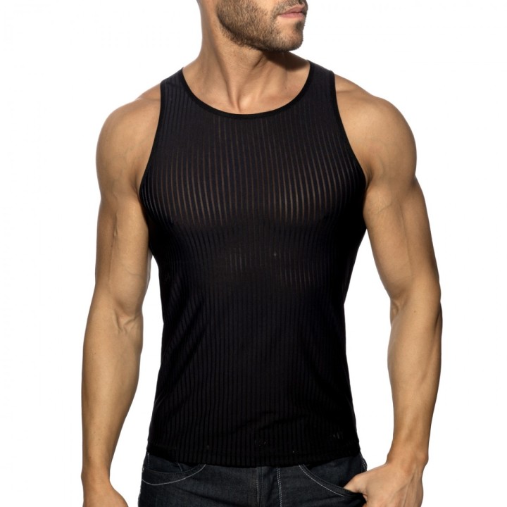 Addicted Schwarzes Stripe Tank Top AD1414