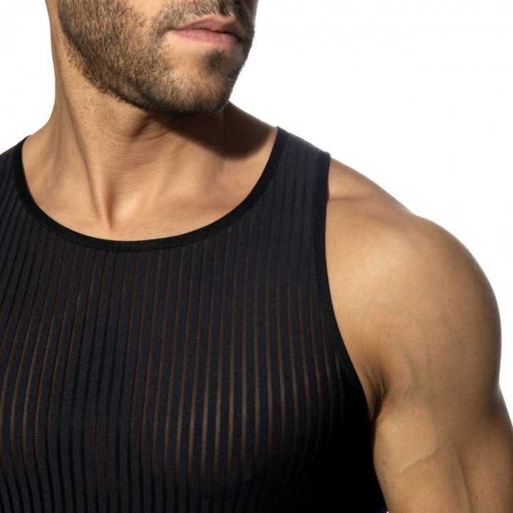 Addicted Czarny Top W Paski AD1414