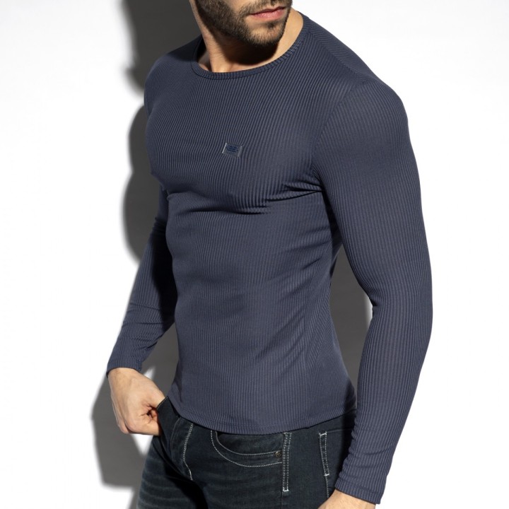 ES Collection Prążkowany T-Shirt Z Długim Rękawem Z Recyklingu TS325
