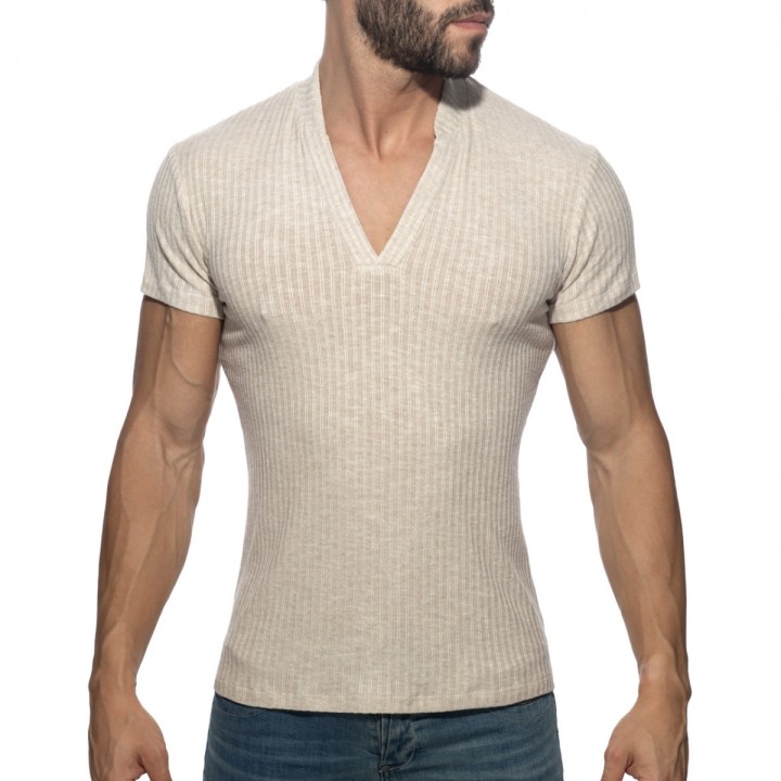 Addicted Jeans Rib Knit Polo Shirt AD1472