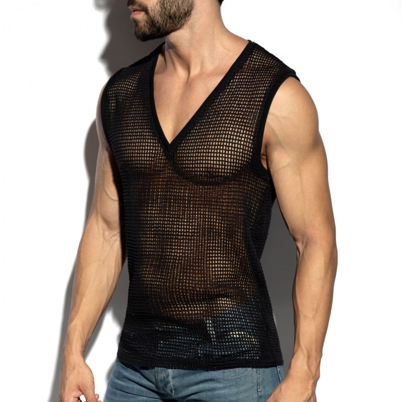 ES Collection Open-Grid V-Neck Sleeveless Top TS380