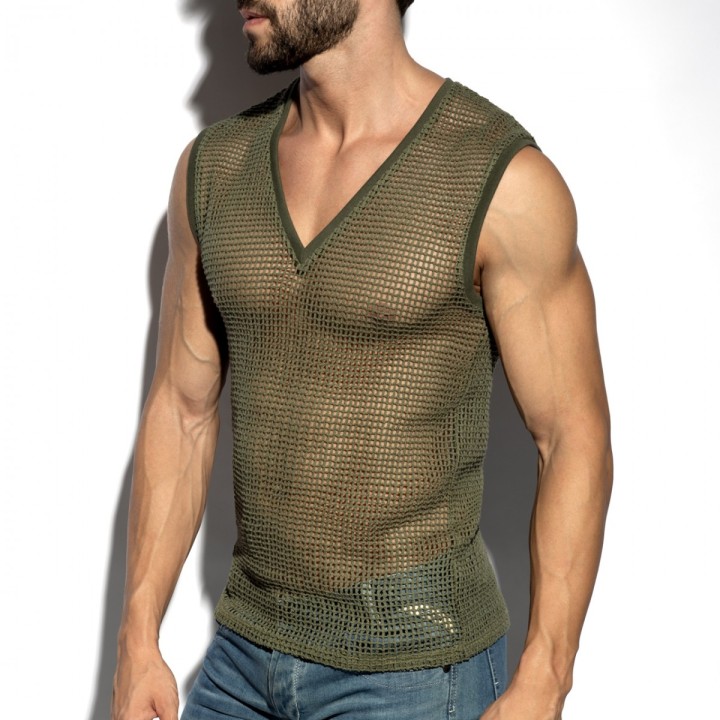 ES Collection Open-Grid V-Ausschnitt Tank Top TS380